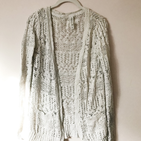 Aeropostale - White Button Up Knit Sweater - Picture 1 of 2
